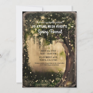 Fantasy Enchanted Love Vintage Skog Promenad Dans Inbjudningar