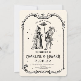 Fantasy Engraking Art Medieval Bröllop Inbjudningar