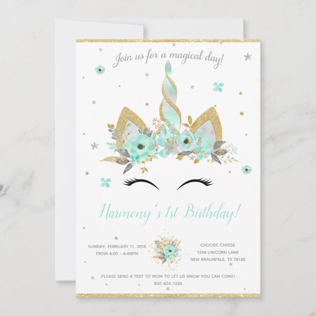 Fantasy Enhörningsinbjudan Inbjudningar (Framsida)