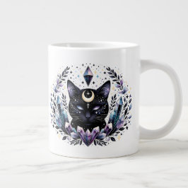 Fantasy Esoteric Crystal Black Cat Jumbo Mugg