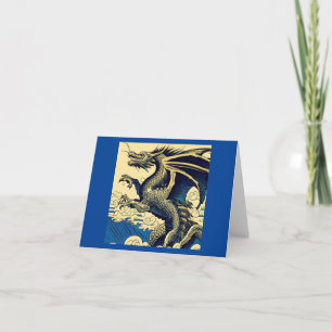 Fantasy European Dragon - Woodcut 3 Kort