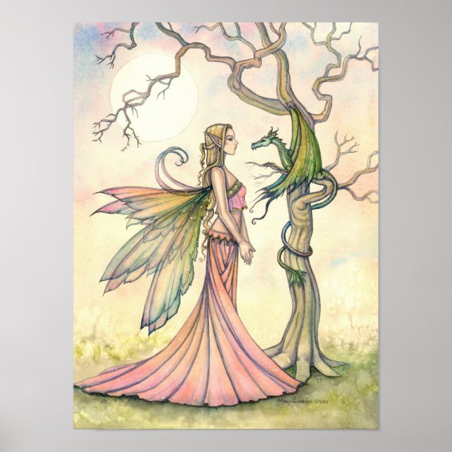 Fantasy Fairy and Dragon Art by Molly Harrison Poster (Framsidan)