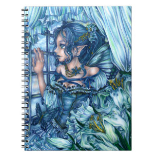Fantasy Fairy Anime Girl Victorian Blue Anteckningsbok