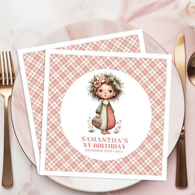 Fantasy Fairy Blush Rosa Första Födelsedagsfest Se Pappersservett (Fantasy Fairy Blush Pink 1st Birthday Party Napkins)