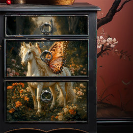 Fantasy Fairy Horse med Orange Butterfly Vingar
