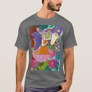Fantasy Fairy i en blomma medan han vidrör en enhö T Shirt