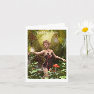 Fantasy Fairy in Red Birday Card Kort