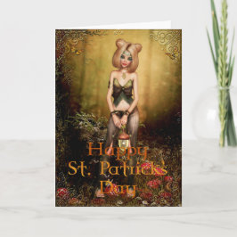 Fantasy Fairy in the Skogen St. Patrick's Day Card Kort