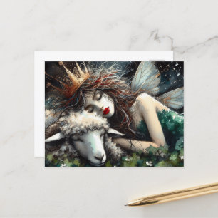 Fantasy Fairy Queen and her Sheep Vykort