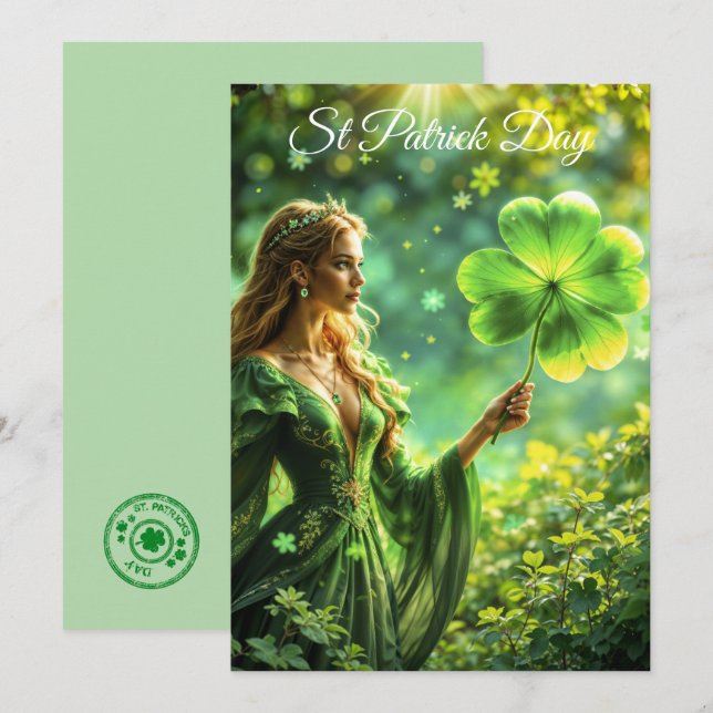 Fantasy Fairy St Patrick Day Irish Folklore art Inbjudningar (Fram/baksida)