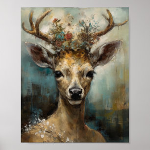 Fantasy Fairy Tale Hjort Woman Boho Poster