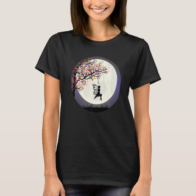 Fantasy Fairy Träd Fairy Måne Fairy Swing T Shirt (Framsida)