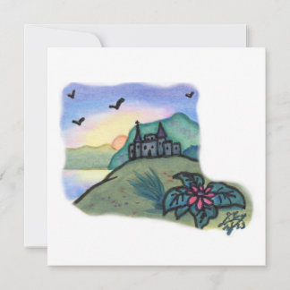 Fantasy Fantress Castle Life för vattenfärgsmålnin Inbjudningar