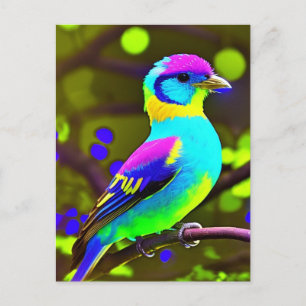 Fantasy Färgad Bird Vykort