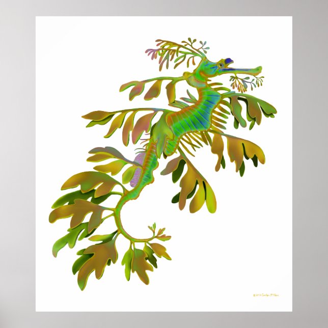 Fantasy Färgad Leafy Sea Dragon Poster (Framsidan)