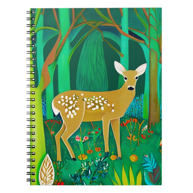 Fantasy Fawn in a Fantasy Forest Setting Anteckningsbok (Framsidan)