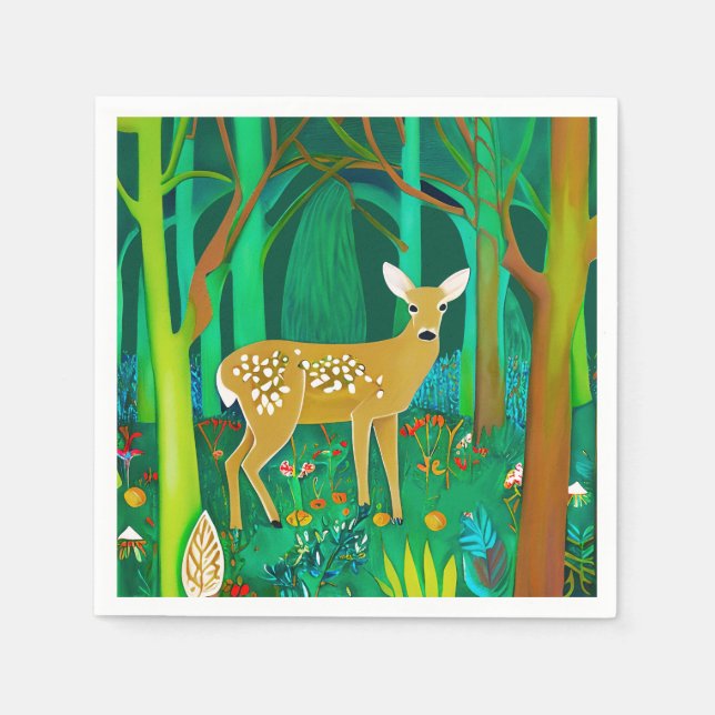 Fantasy Fawn in a Fantasy Forest Setting Pappersservett (Framsidan)