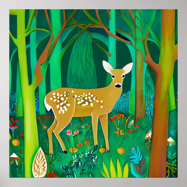 Fantasy Fawn in a Fantasy Forest Setting Poster (Framsidan)