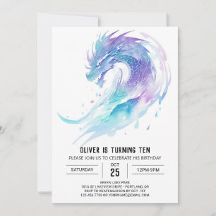 Fantasy Fierce Dragon Birthday Inbjudningar