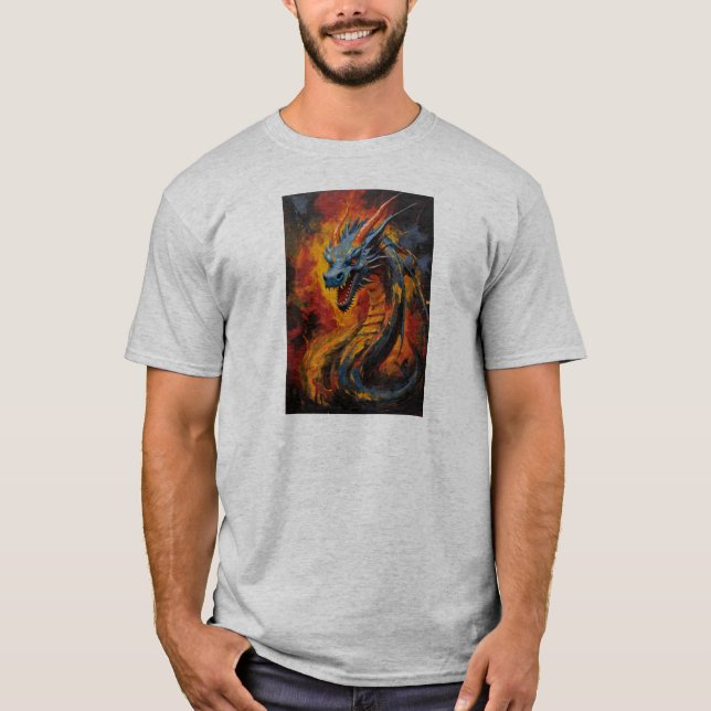 Fantasy Fire Breathing Dragon T Shirt (Framsida)