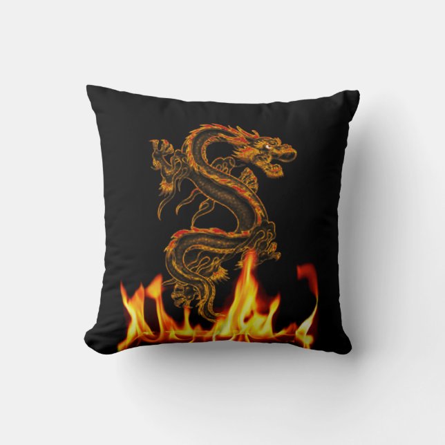 Fantasy Fire Dragon Dekorativ kudde (Framsida)