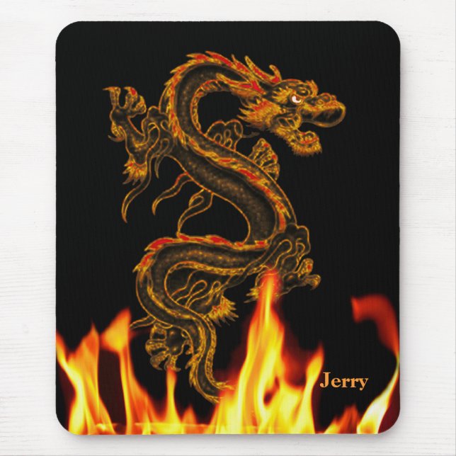 Fantasy Fire Dragon Mouse Pad Musmatta (Framsidan)