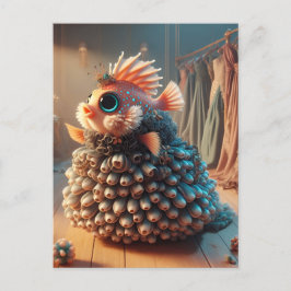 Fantasy Fish in a Dress Vykort