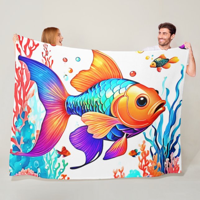 Fantasy Fish Scene Design Fleecefilt (På plats)