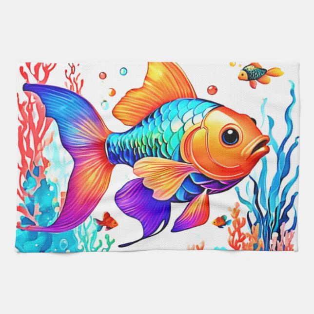 Fantasy Fish Scene Design Kökshandduk (Horisontell)