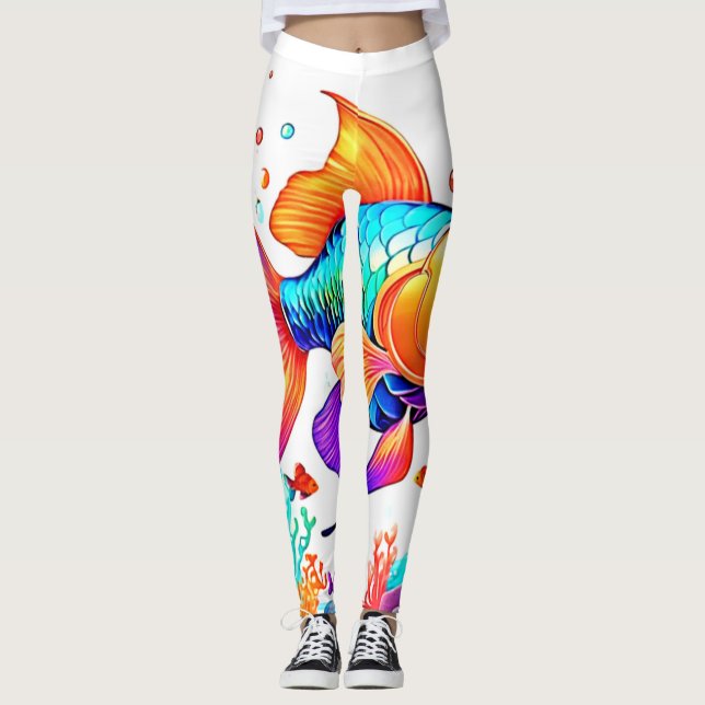 Fantasy Fish Scene Design Leggings (Framsida)