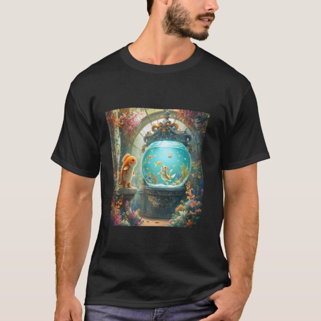 Fantasy Fiskjakt Katt T Shirt (Framsida)