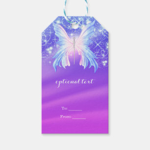 Fantasy Fjäril Rosa & Lila Glitter Presentetikett