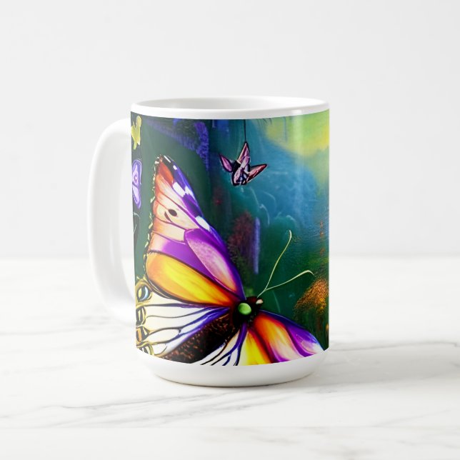 Fantasy fjärilsresa  kaffemugg (Framsida vänster)