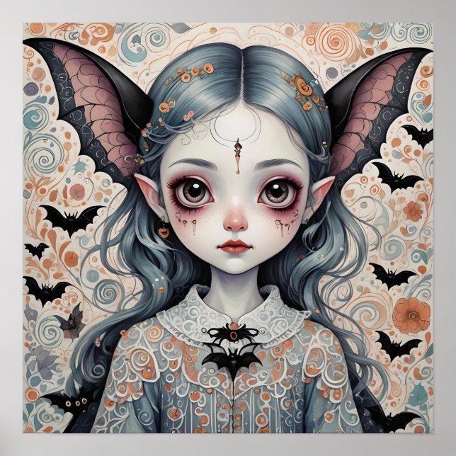 Fantasy Fladdermus Girl Poster (Framsidan)