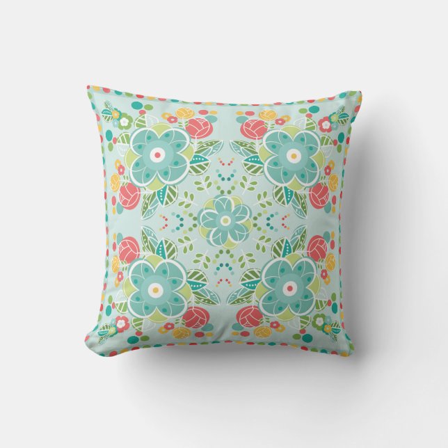 Fantasy Floral Tile-Sommaräng  Kudde (Framsida)
