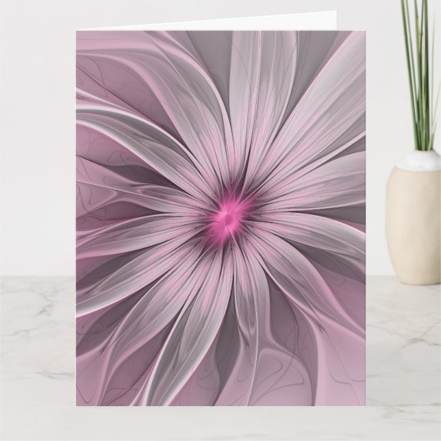 Fantasy Flower Abstract Plum Floral Fractal Art Tack Kort (Framsida)