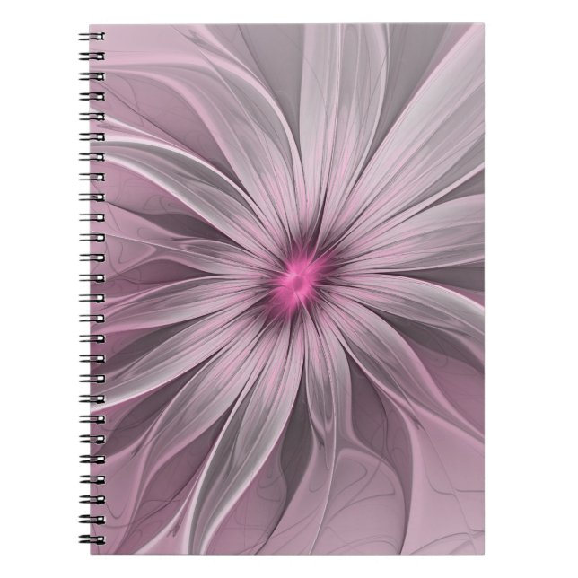 Fantasy Flower Abstrakt Plum Blommigt Fractal Art Anteckningsbok (Framsidan)