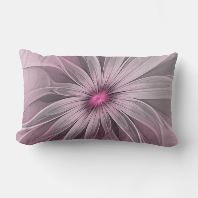 Fantasy Flower Abstrakt Plum Blommigt Fractal Art Lumbarkudde (Framsida)