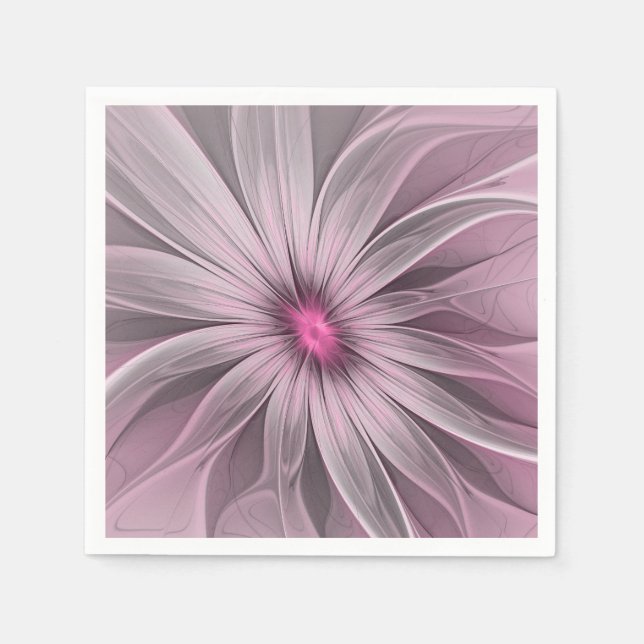 Fantasy Flower Abstrakt Plum Blommigt Fractal Art Pappersservett (Framsidan)