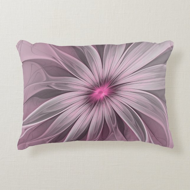 Fantasy Flower Abstrakt Plum Blommigt Fractal Art Prydnadskudde (Framsidan)