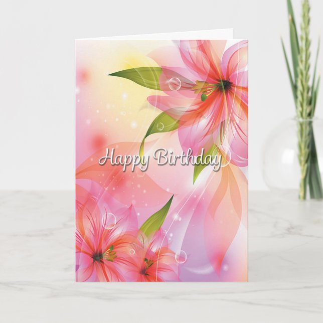 Fantasy Flowers Birthday Kort (Framsida)
