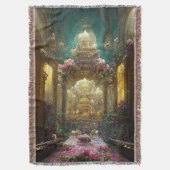 Fantasy Flowers Church - Blanket Filt (Framsidan Vertikal)