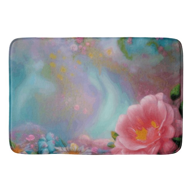 Fantasy Flowers (Fantasy Flowers), färgade i Rosa  Badrumsmatta (Framsidan)