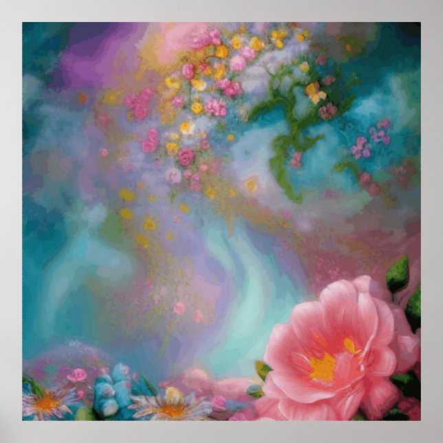 Fantasy Flowers (Fantasy Flowers), färgade i Rosa  Poster (Framsidan)