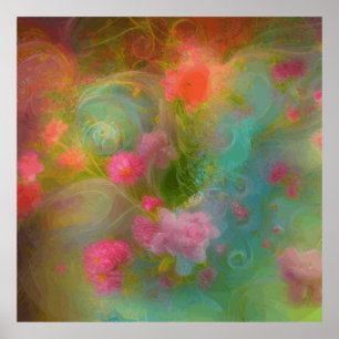 Fantasy Flowers (Fantasy Flowers) färgade i Warm W Poster