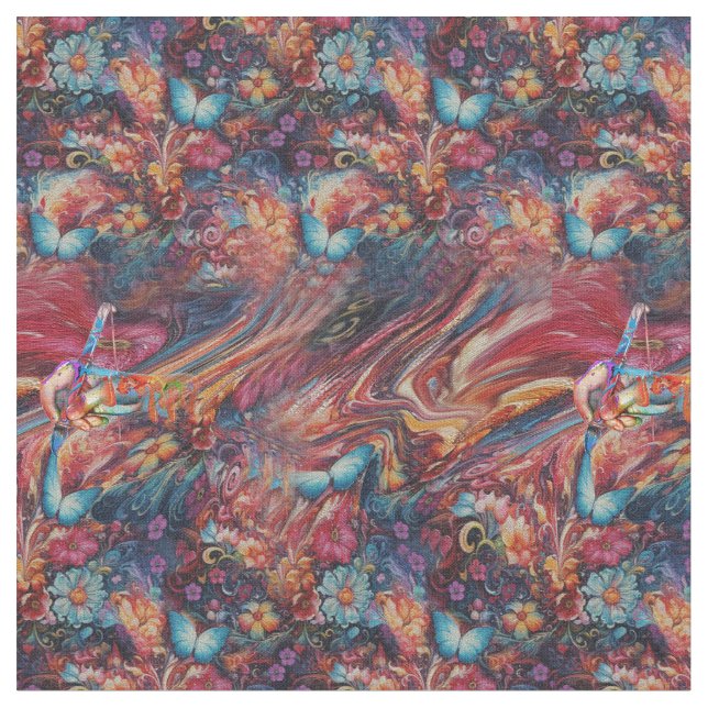 Fantasy Flowers ger uttryck för naturens glädje Tyg (Närbild)