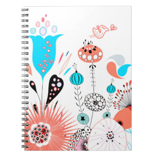 Fantasy Flowers och Birdie Notebook Anteckningsbok