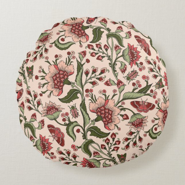 Fantasy Flowers Paisley Hand plockade Rund Kudde (Framsidan)
