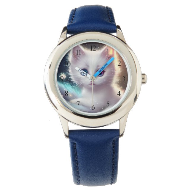 Fantasy Fluffy White Cat Armbandsur (Framsida)
