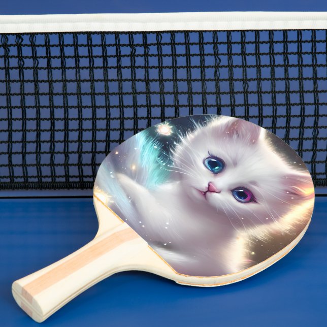 Fantasy Fluffy White Cat Pingisracket (Insitu)